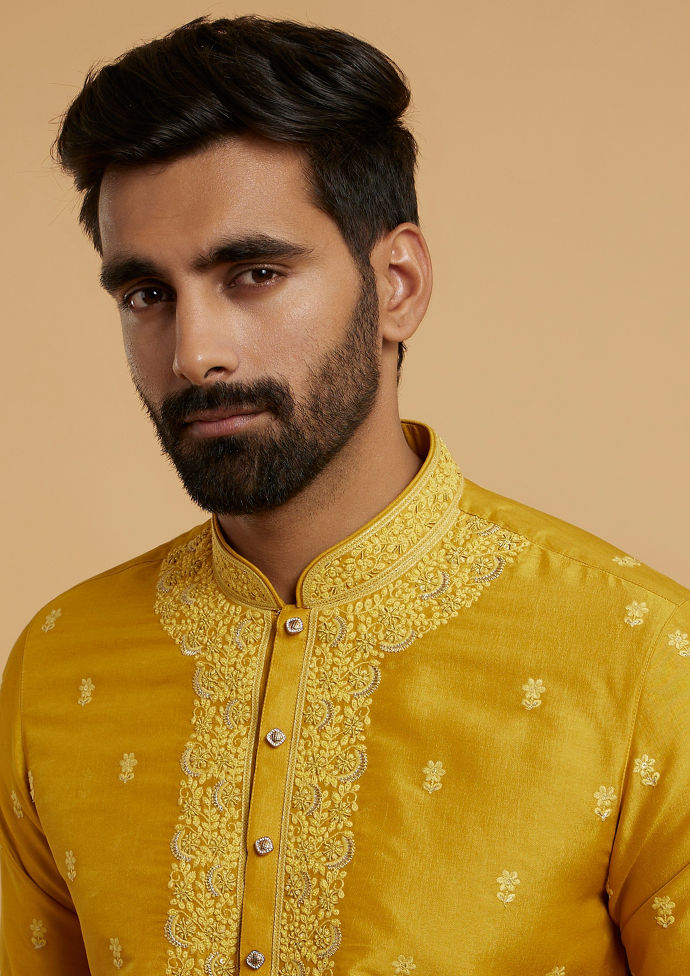 Twamev Men Majestic Mustard Kurta Pajama
