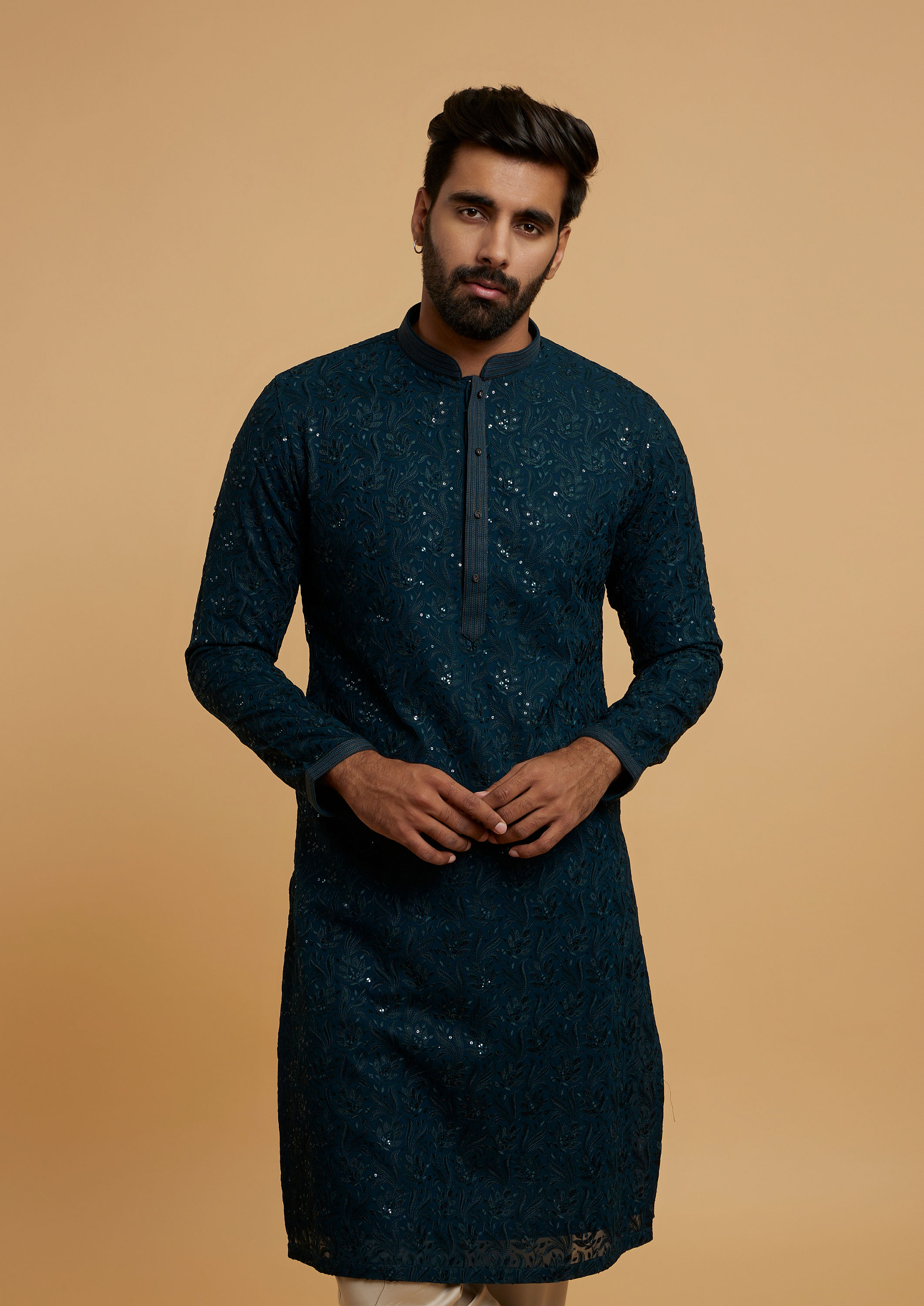 Twamev Men Lush Mid Green Elegance Kurta Pajama