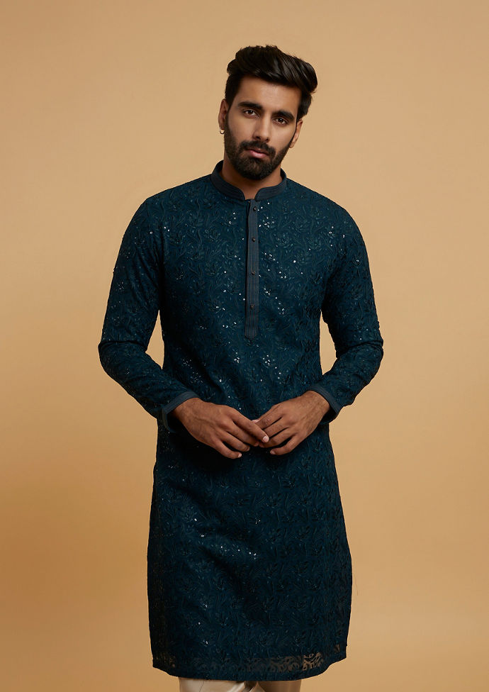 Twamev Men Lush Mid Green Elegance Kurta Pajama