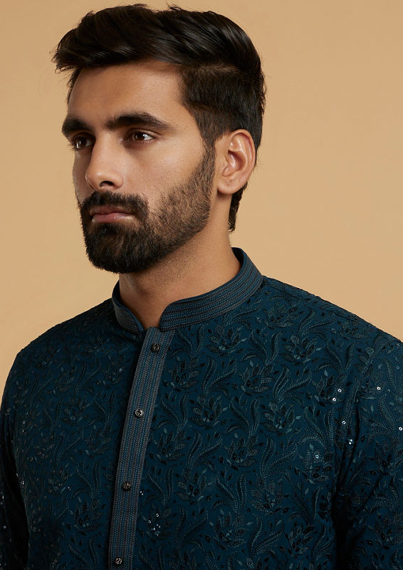 Twamev Men Lush Mid Green Elegance Kurta Pajama