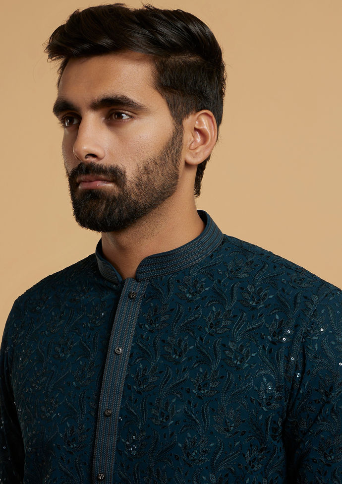 Twamev Men Lush Mid Green Elegance Kurta Pajama