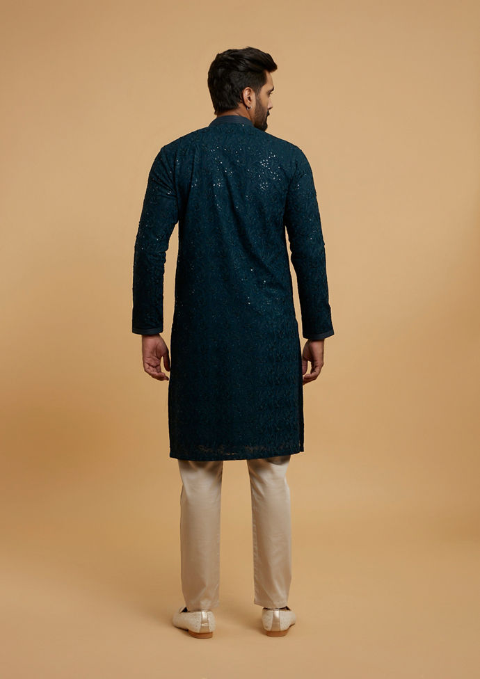 Twamev Men Lush Mid Green Elegance Kurta Pajama