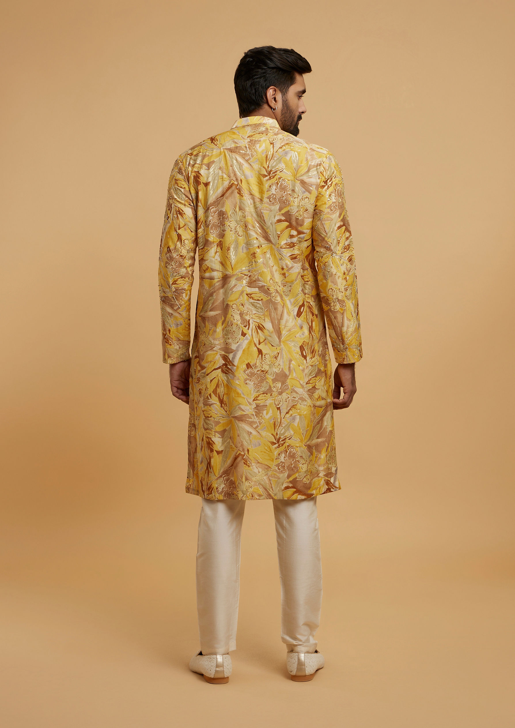 Twamev Men Mustard Hue Kurta Pajama Ensemble