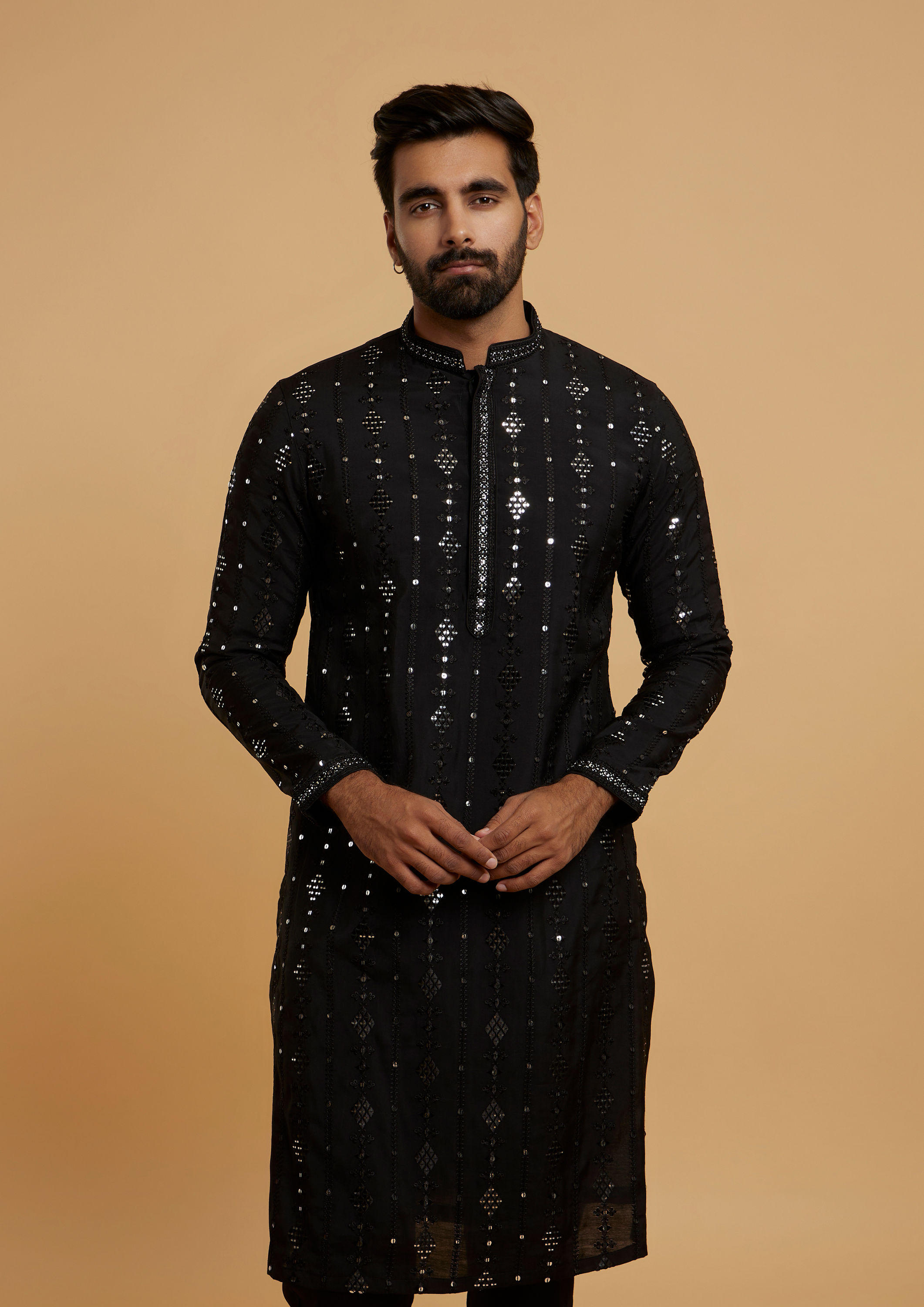 Twamev Men Majestic Black Kurta Pajama