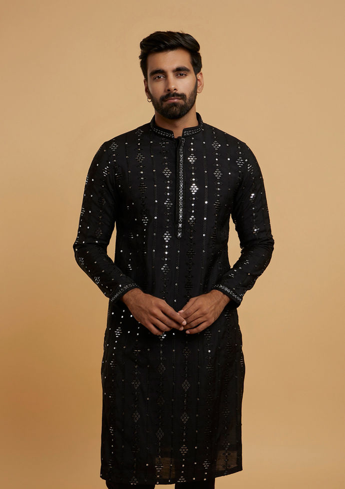 Twamev Men Majestic Black Kurta Pajama