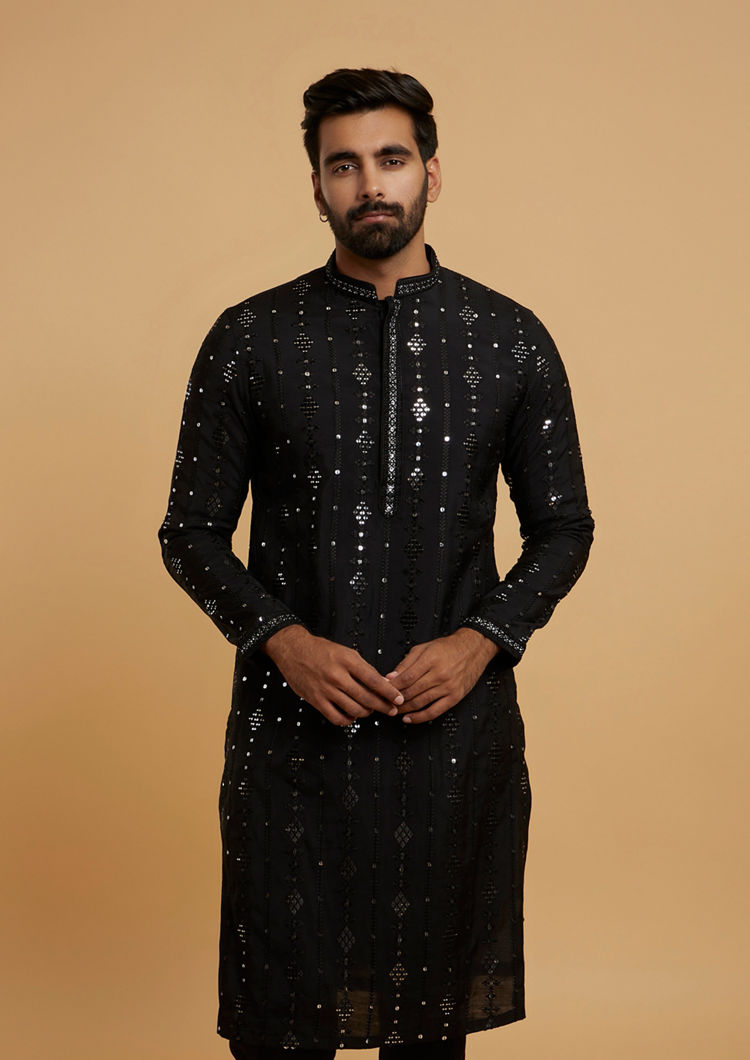 Twamev Men Majestic Black Kurta Pajama