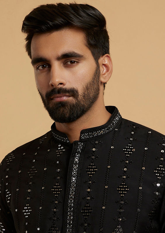 Twamev Men Majestic Black Kurta Pajama