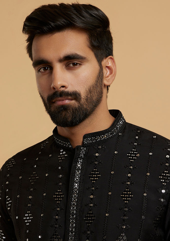 Twamev Men Majestic Black Kurta Pajama