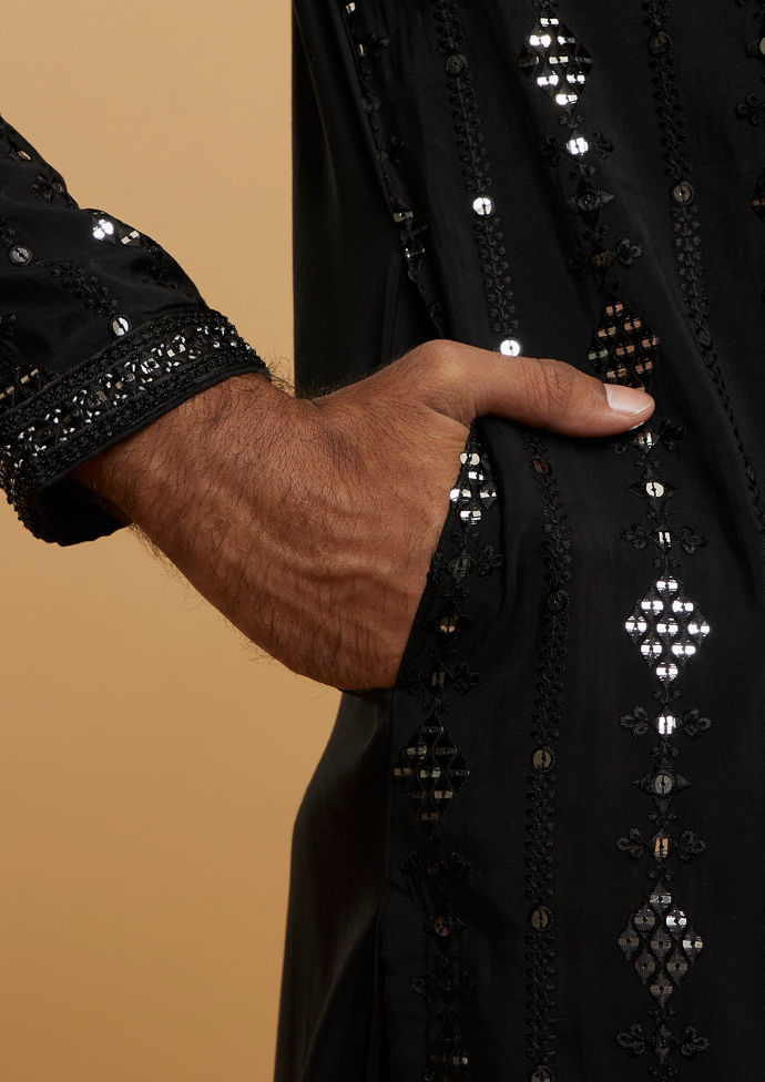 Twamev Men Majestic Black Kurta Pajama