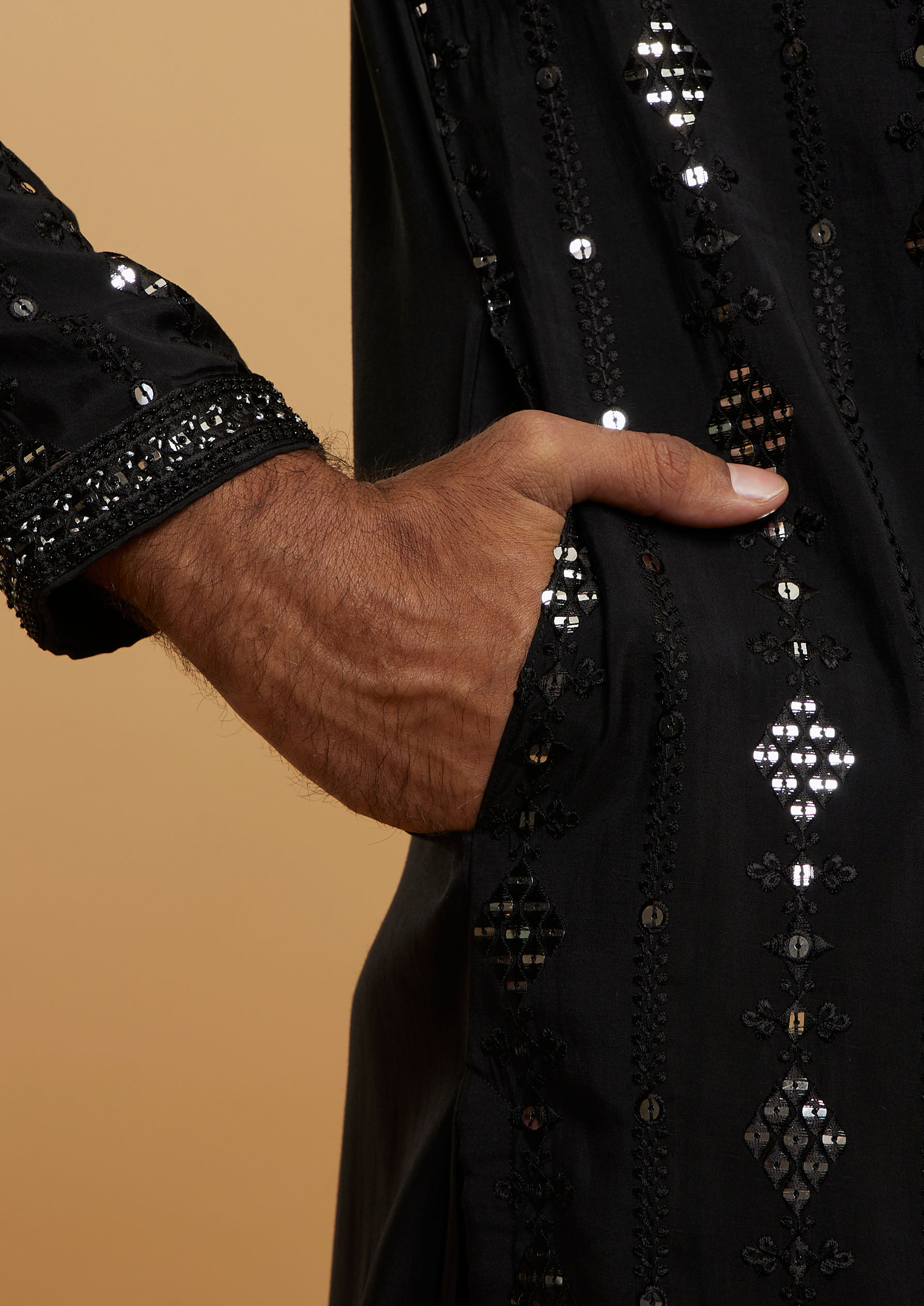 Twamev Men Majestic Black Kurta Pajama