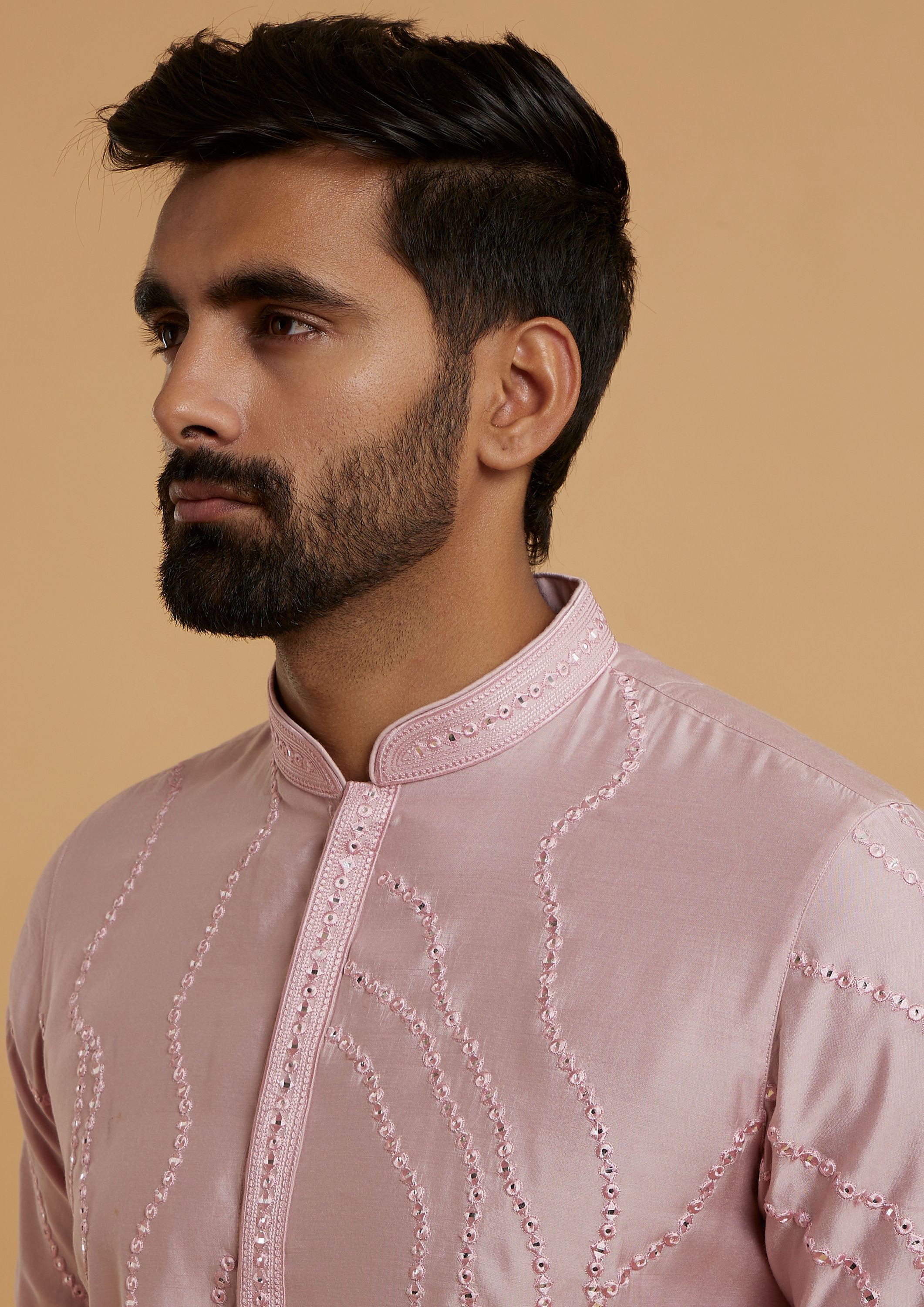 Twamev Men Elegant Pink Kurta Pajama Ensemble