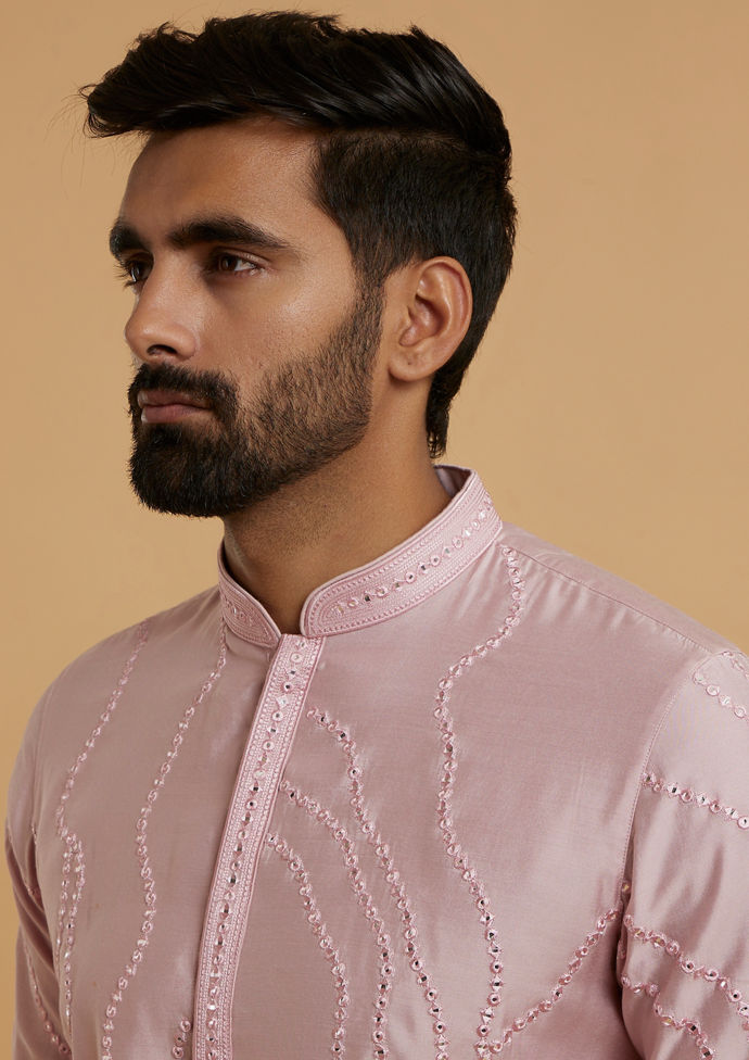 Twamev Men Elegant Pink Kurta Pajama Ensemble
