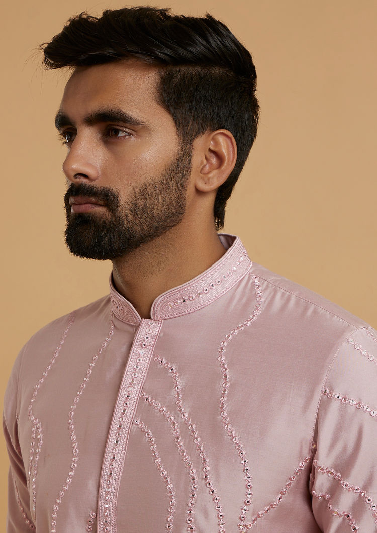 Twamev Men Elegant Pink Kurta Pajama Ensemble