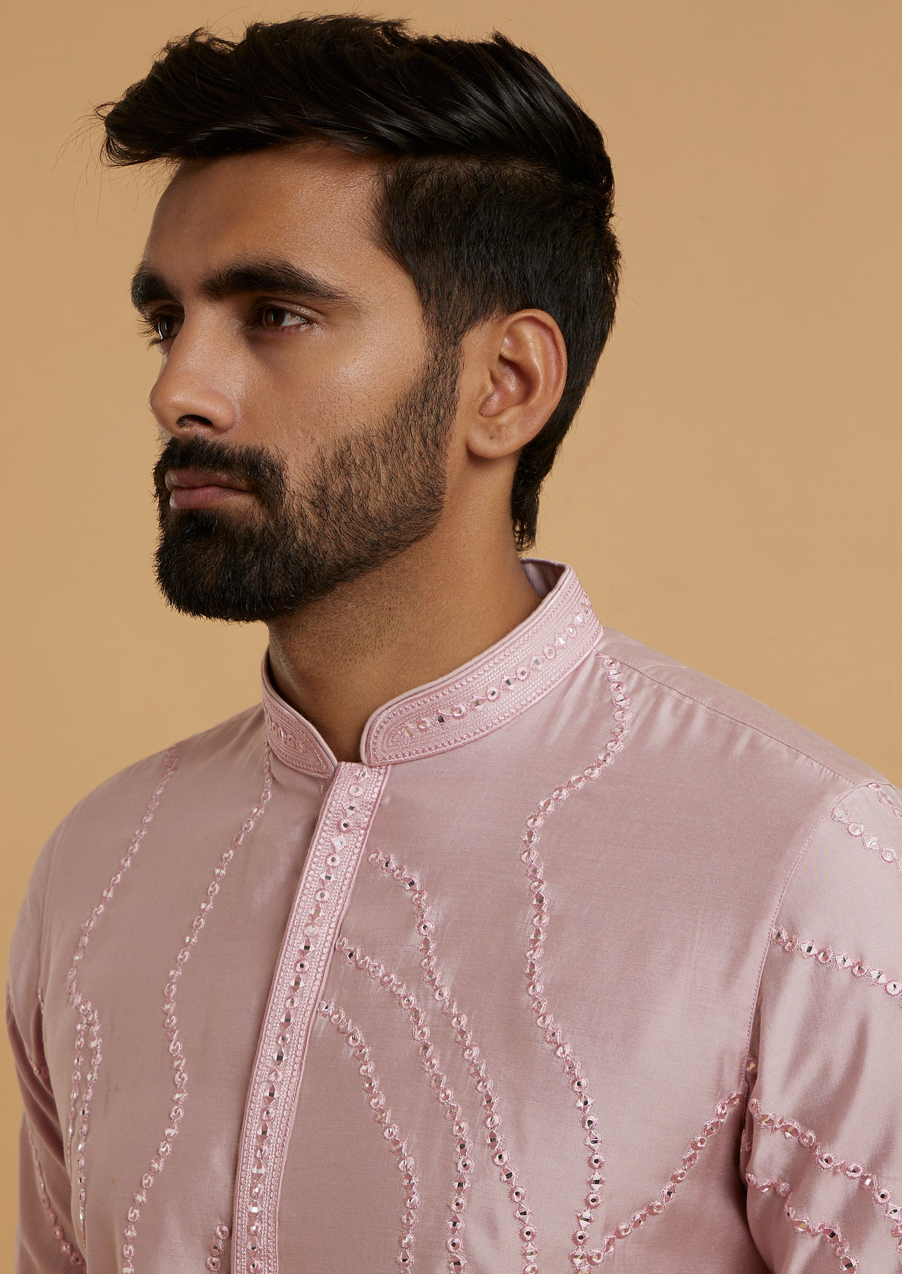 Twamev Men Elegant Pink Kurta Pajama Ensemble