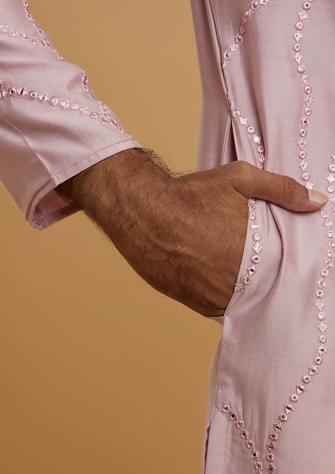 Twamev Men Elegant Pink Kurta Pajama Ensemble