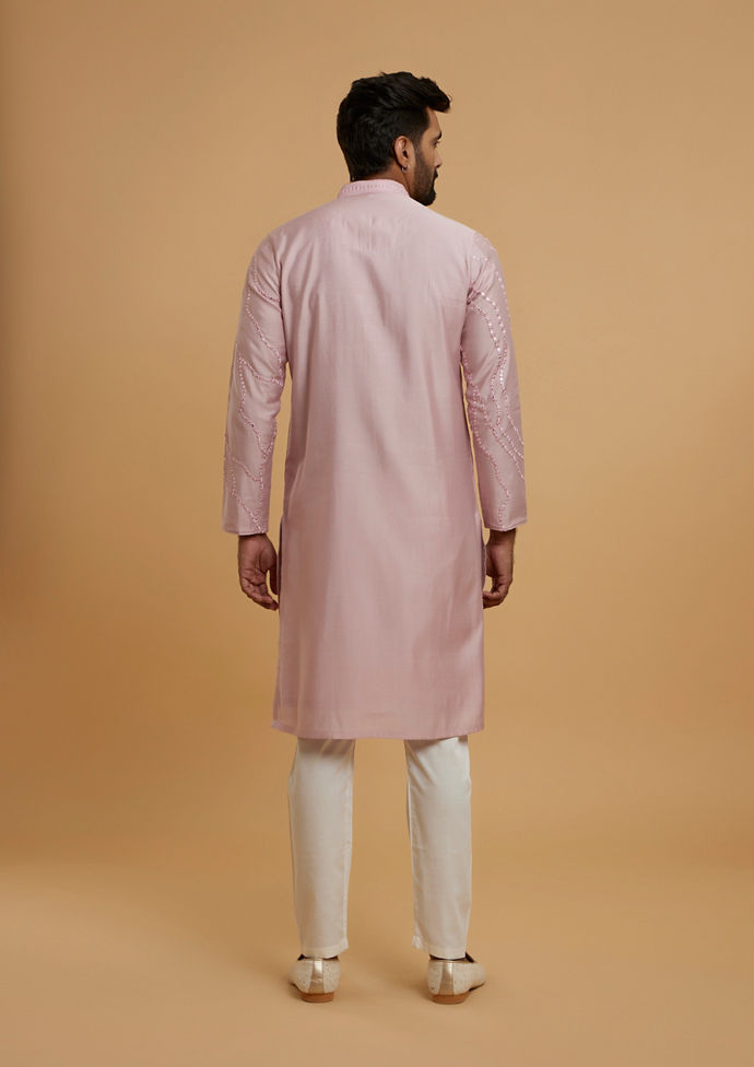 Twamev Men Elegant Pink Kurta Pajama Ensemble