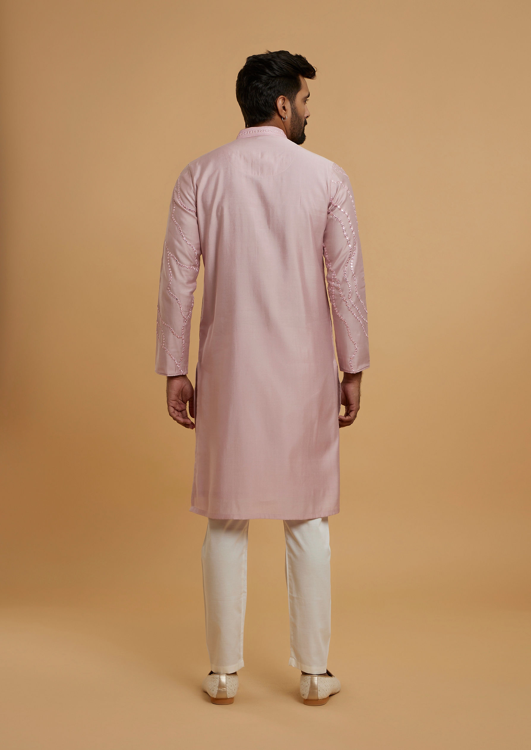 Twamev Men Elegant Pink Kurta Pajama Ensemble