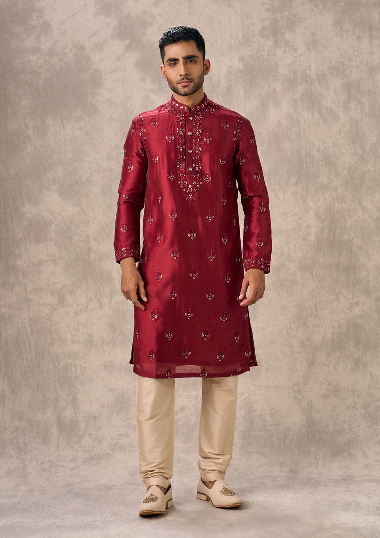 Twamev Men Regal Red Opulence Kurta Pajama