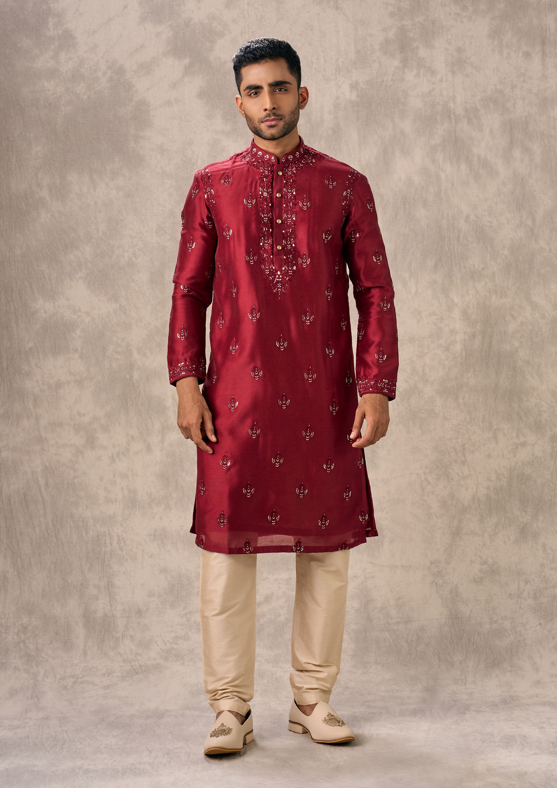 Twamev Men Regal Red Opulence Kurta Pajama