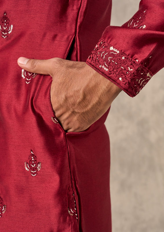 Twamev Men Regal Red Opulence Kurta Pajama