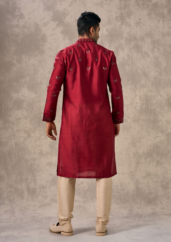 Twamev Men Regal Red Opulence Kurta Pajama