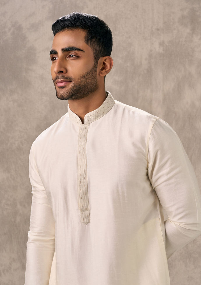 Twamev Men Creamy Elegance Kurta Pajama
