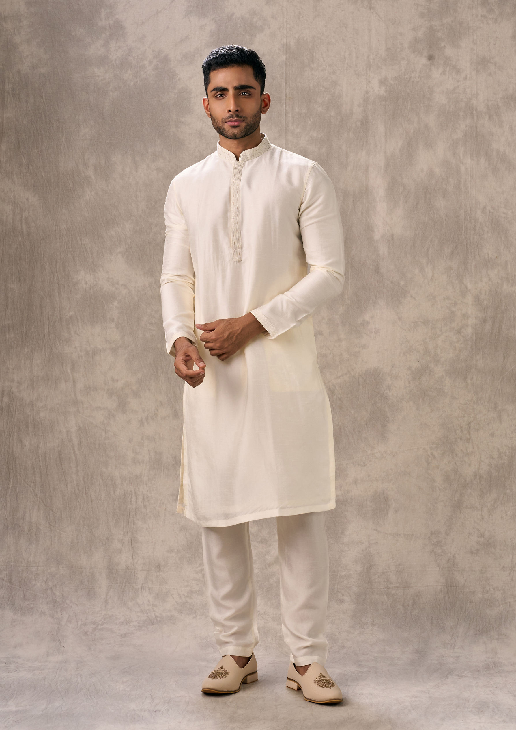 Twamev Men Creamy Elegance Kurta Pajama