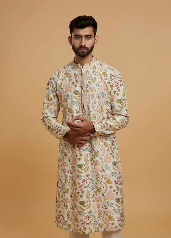 Twamev Men Twamev Cream Kurta Pajama