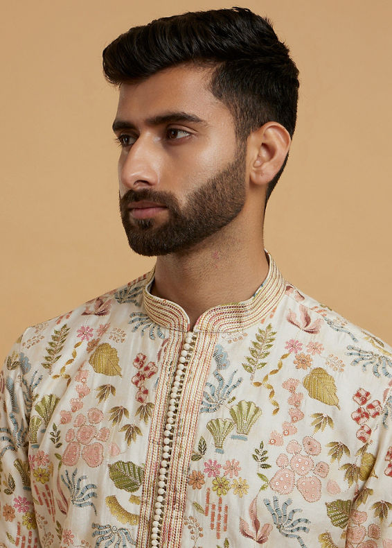 Twamev Men Twamev Cream Kurta Pajama
