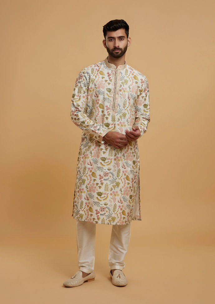 Twamev Men Twamev Cream Kurta Pajama