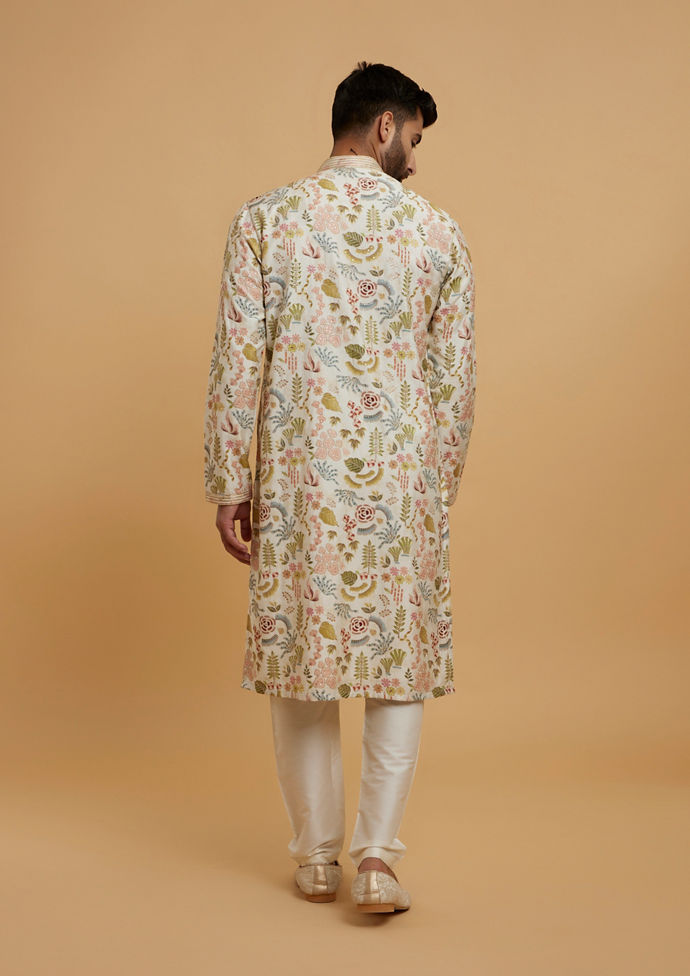 Twamev Men Twamev Cream Kurta Pajama