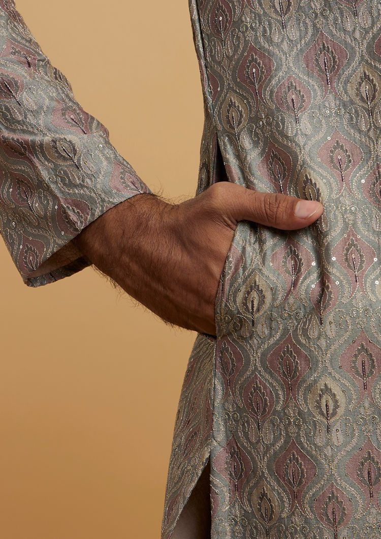 Twamev Men Olive Green Elegance Kurta Pajama