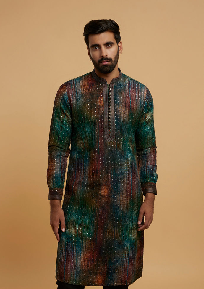 Twamev Men Teal Green Radiance Kurta Pajama