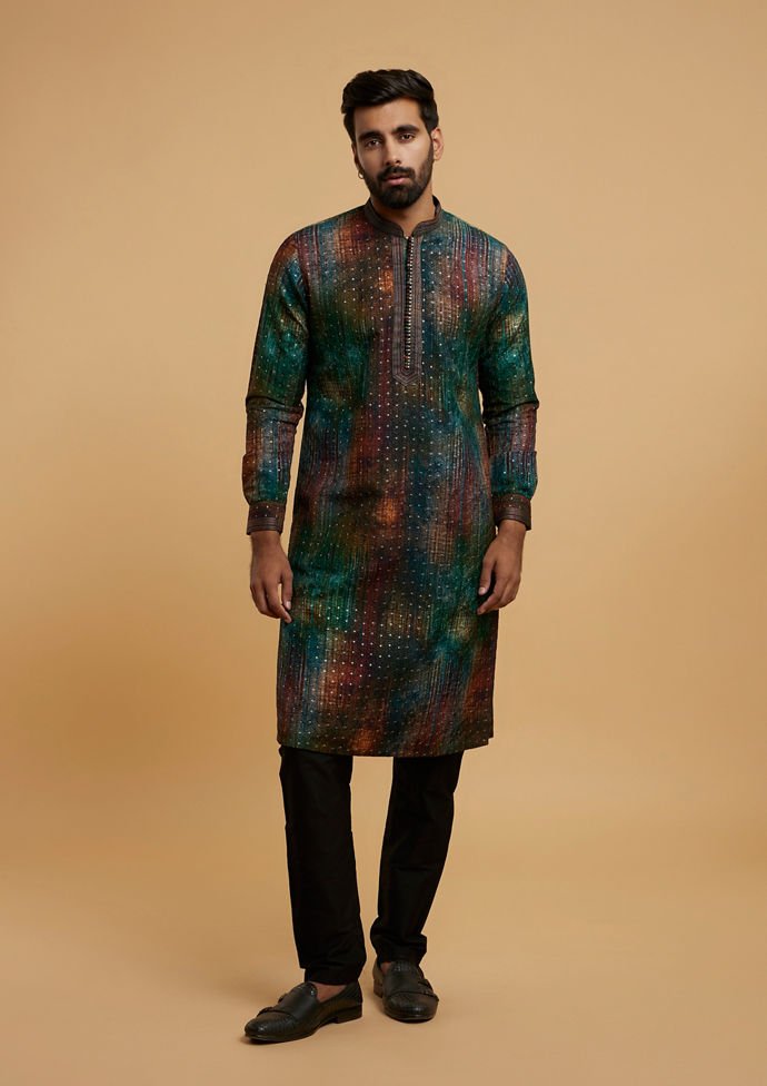 Twamev Men Teal Green Radiance Kurta Pajama