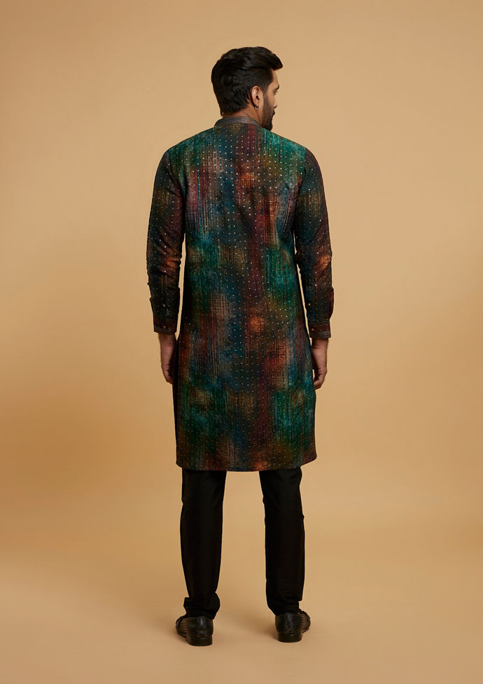 Twamev Men Teal Green Radiance Kurta Pajama