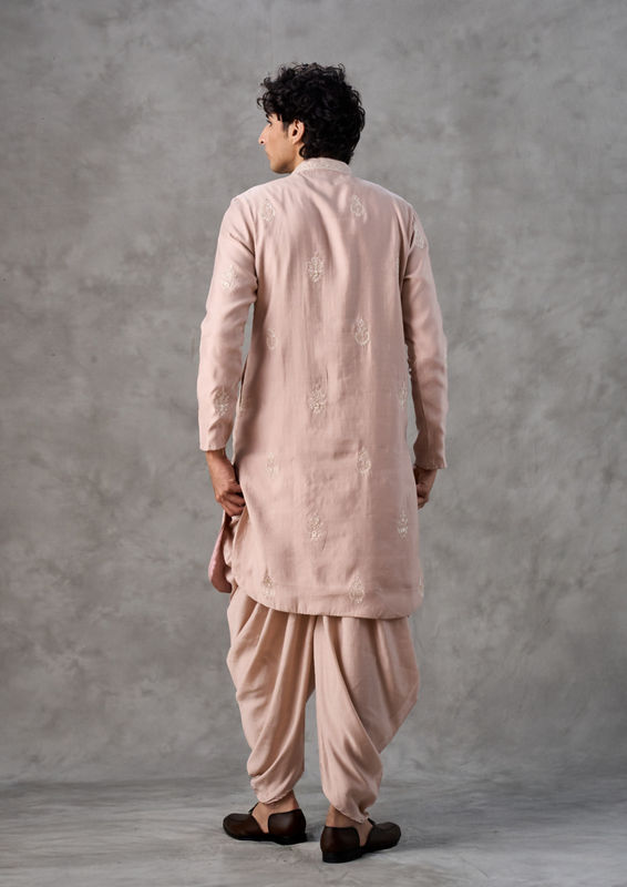 Twamev Men Dusty Pink Twirl Kurta Pajama