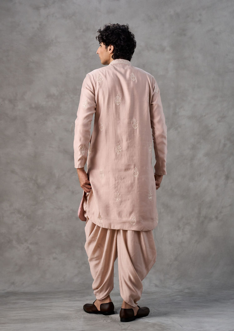 Twamev Men Dusty Pink Twirl Kurta Pajama