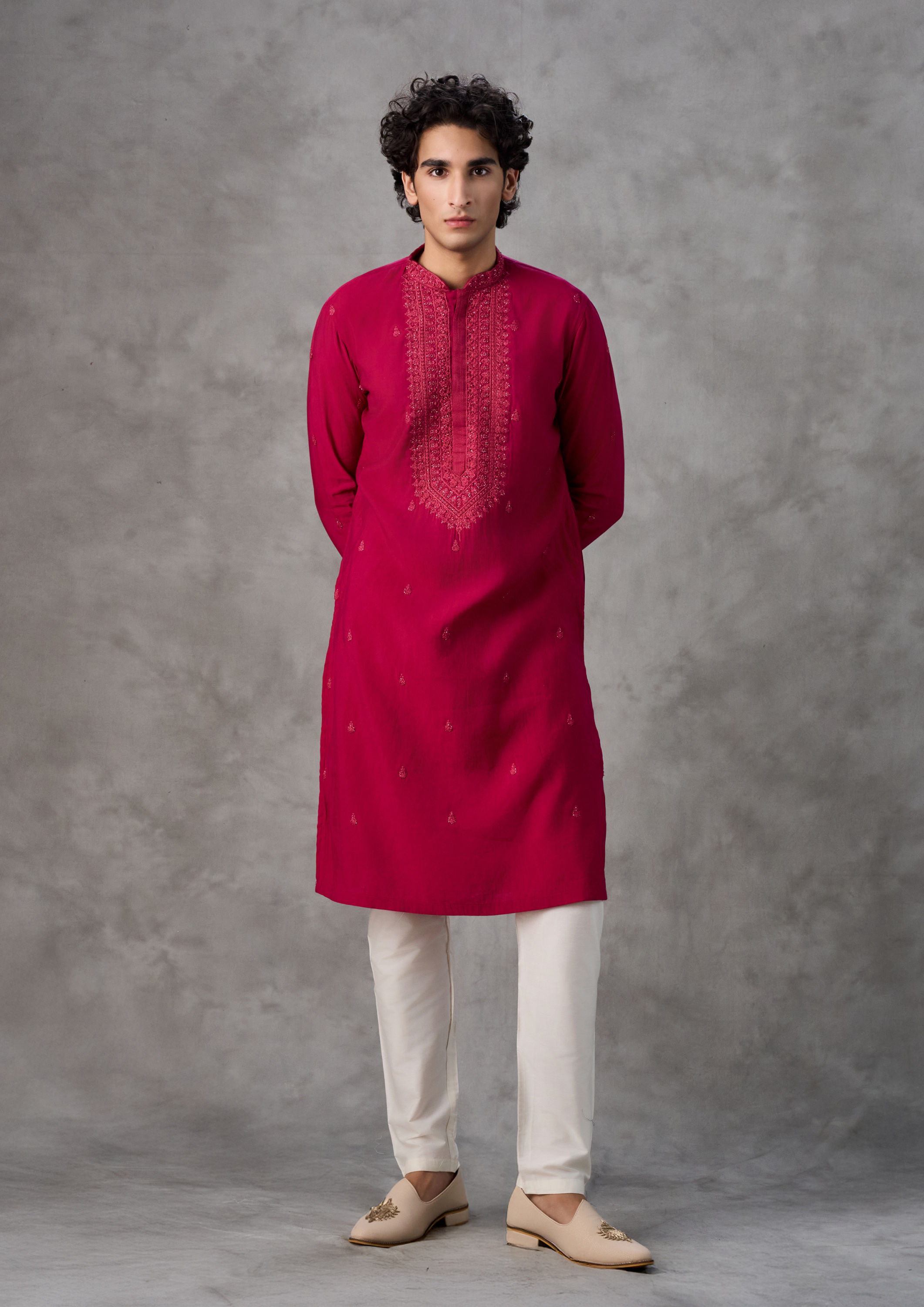 Twamev Men Rani Pink Kurta Pajama
