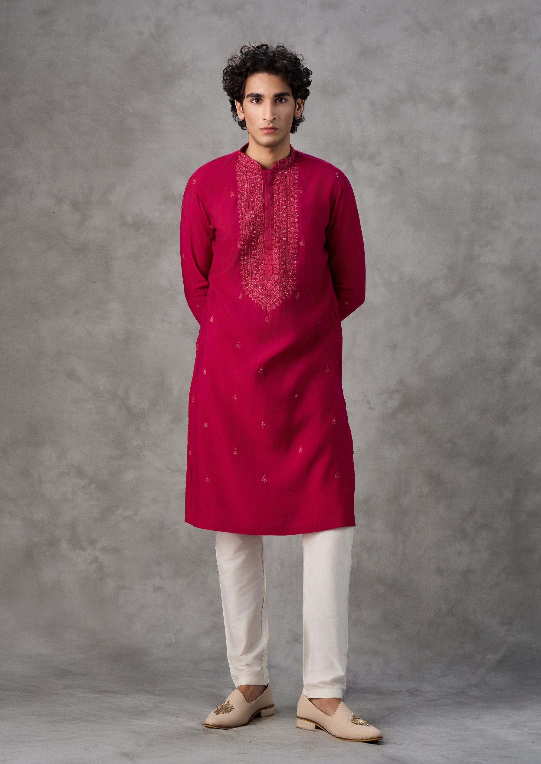 Twamev Men Rani Pink Kurta Pajama