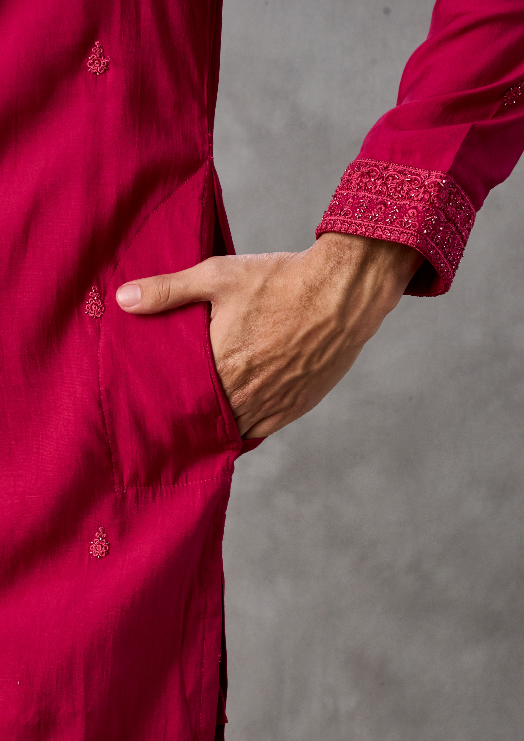 Twamev Men Rani Pink Kurta Pajama