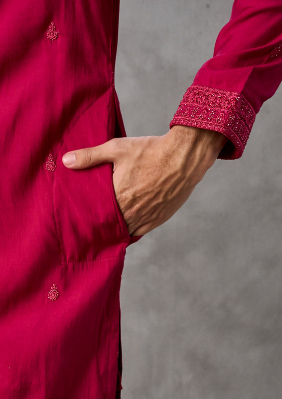 Twamev Men Rani Pink Kurta Pajama