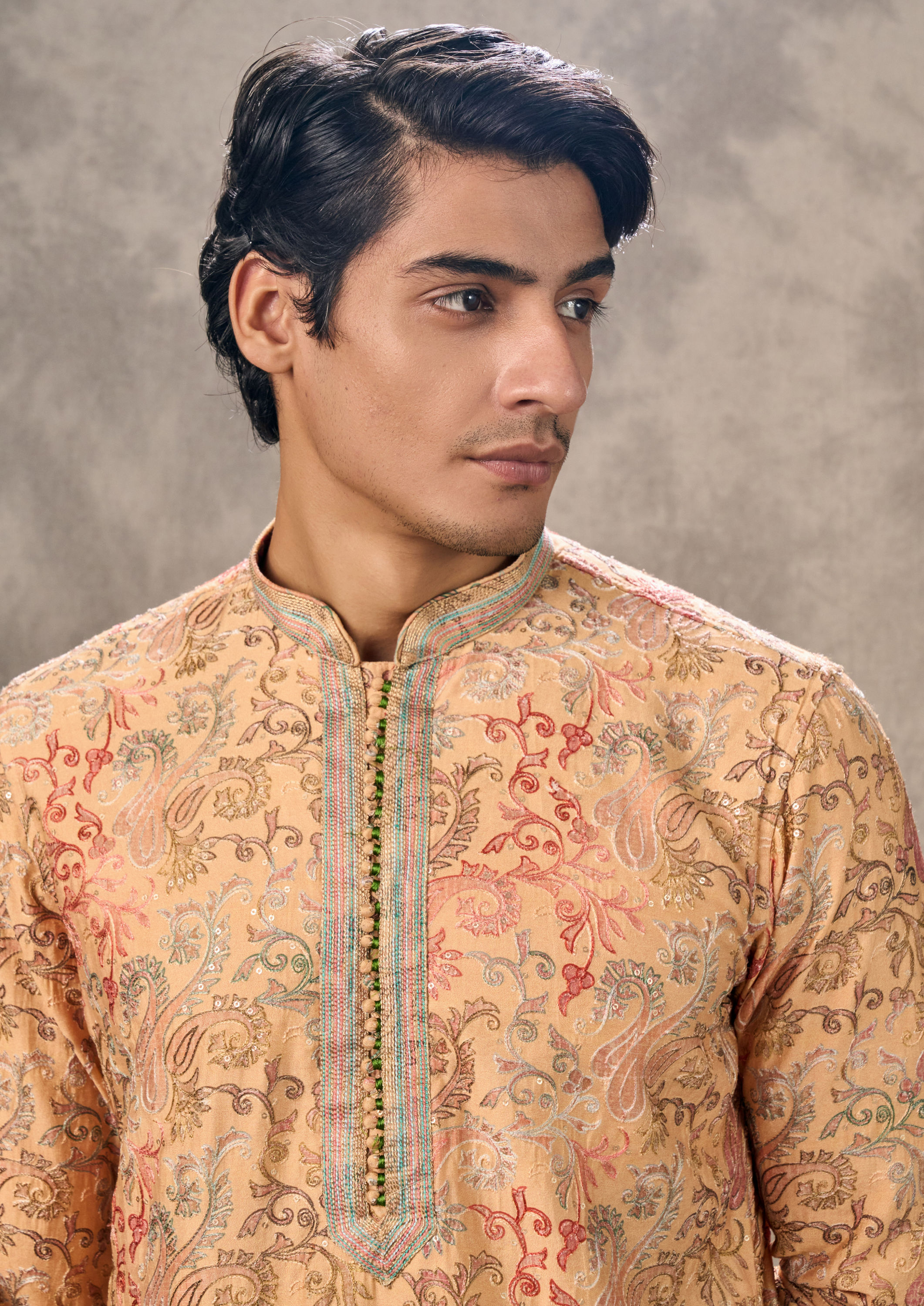 Twamev Men Beige Elegance Kurta Pajama