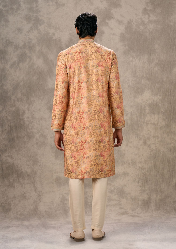 Twamev Men Beige Elegance Kurta Pajama