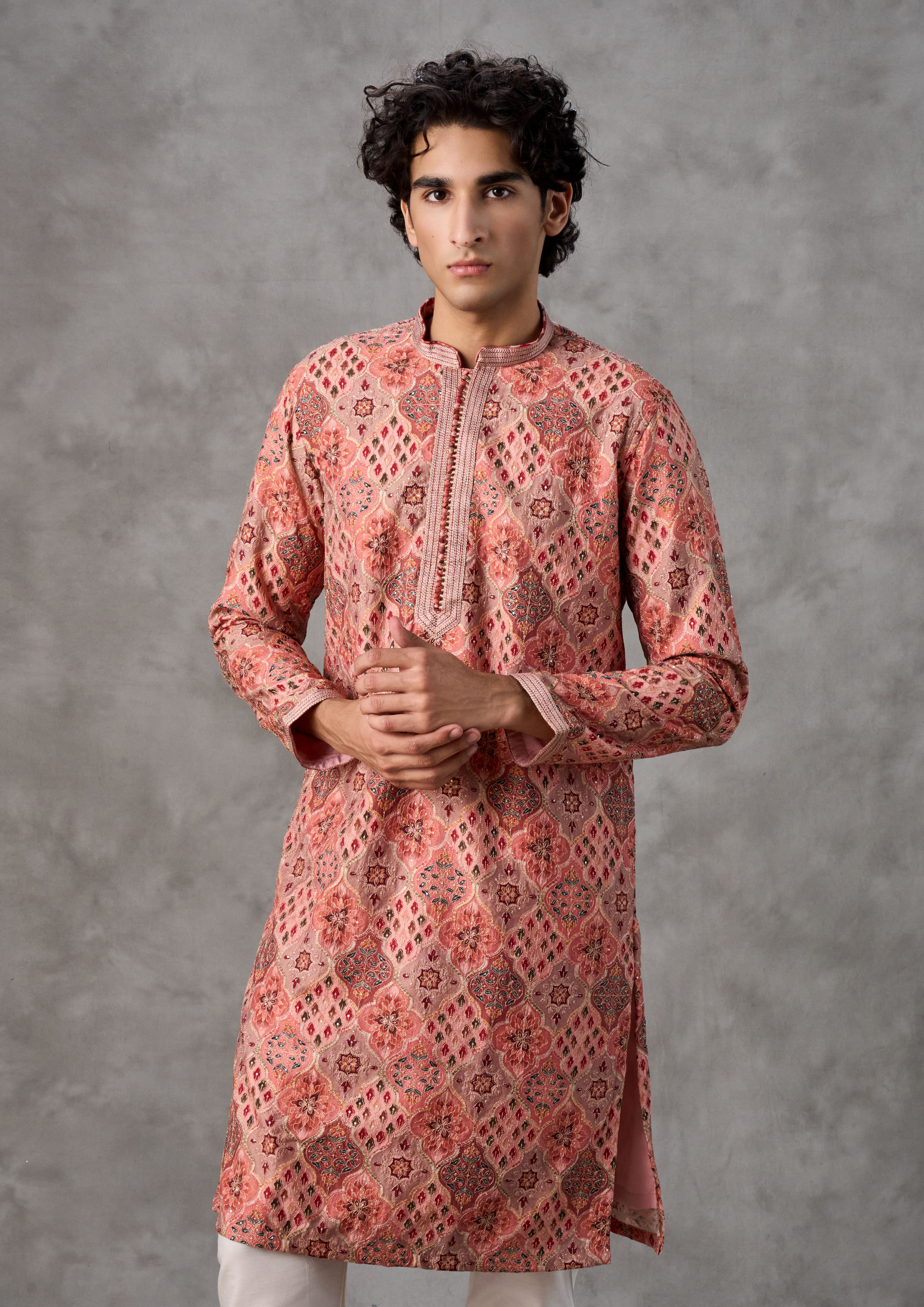 Twamev Men Peach Delight Kurta Pajama