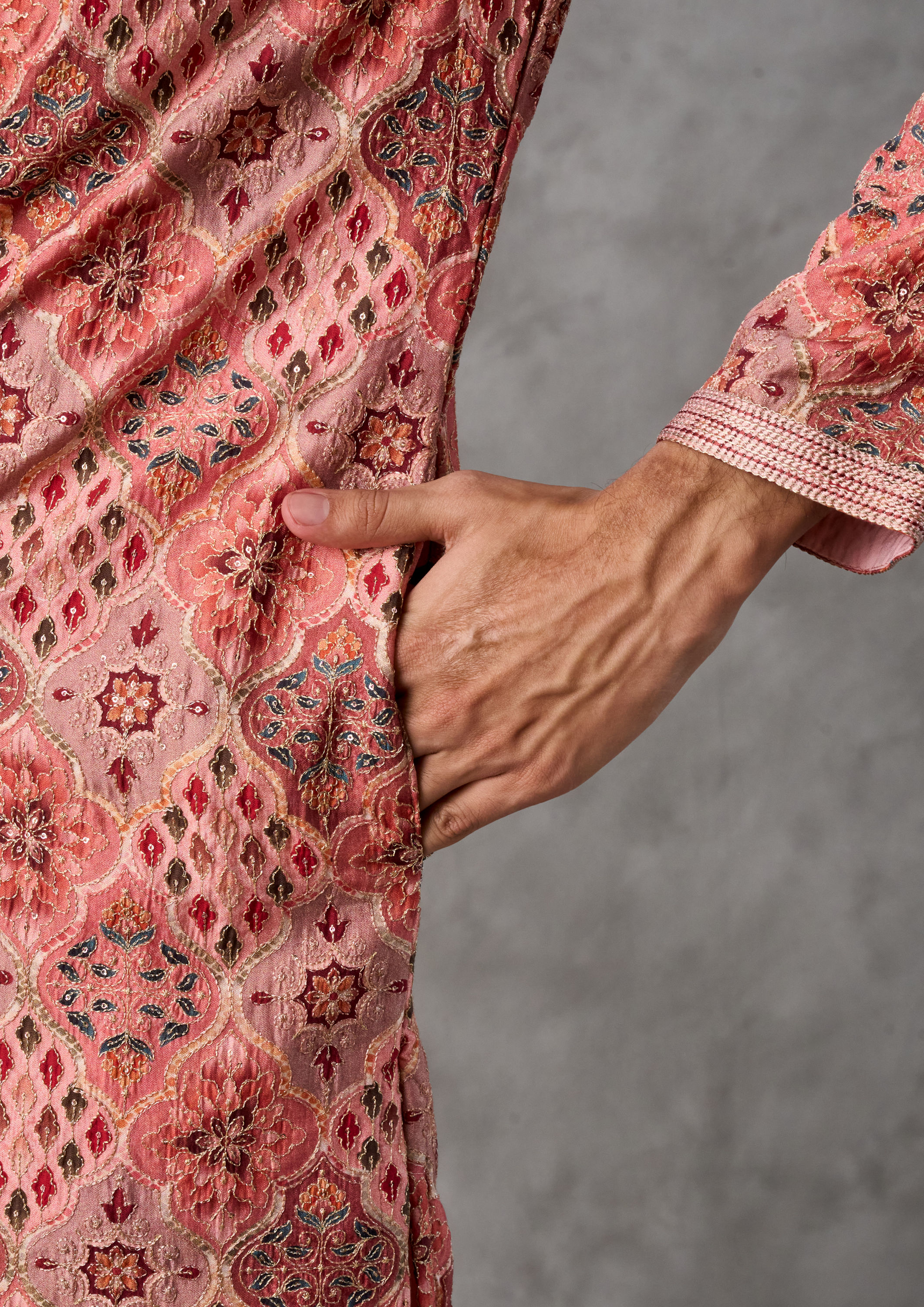 Twamev Men Peach Delight Kurta Pajama