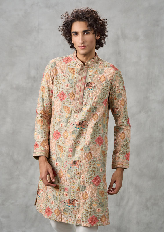 Twamev Men Pista Green Elegance Kurta Pajama