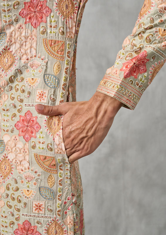 Twamev Men Pista Green Elegance Kurta Pajama