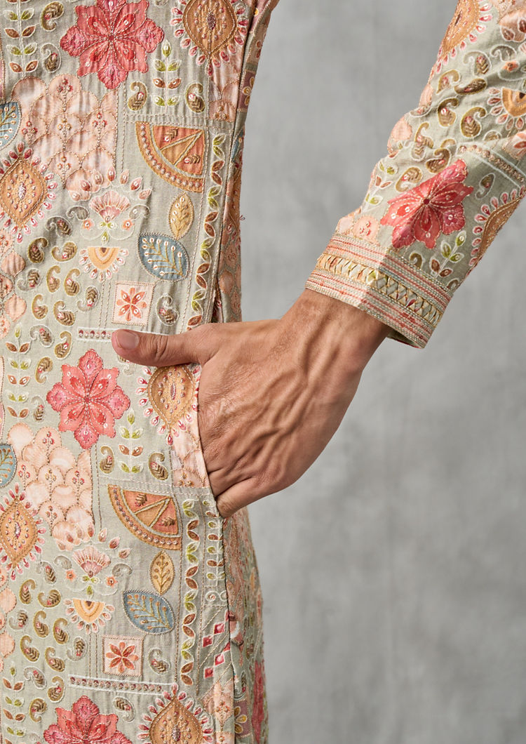 Twamev Men Pista Green Elegance Kurta Pajama