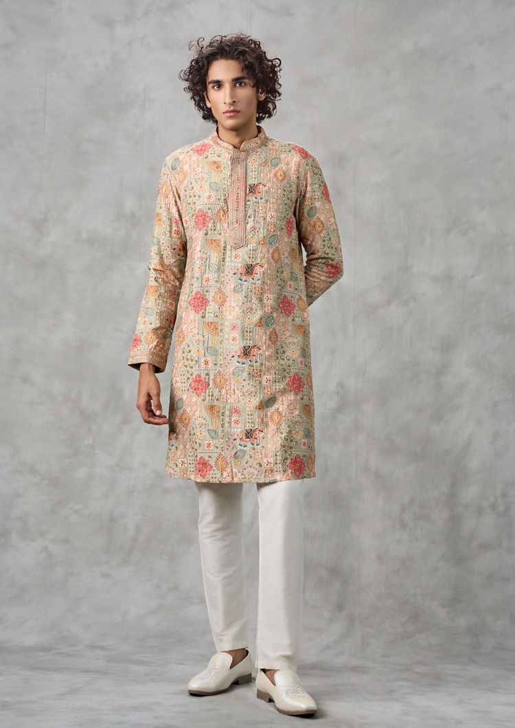 Twamev Men Pista Green Elegance Kurta Pajama
