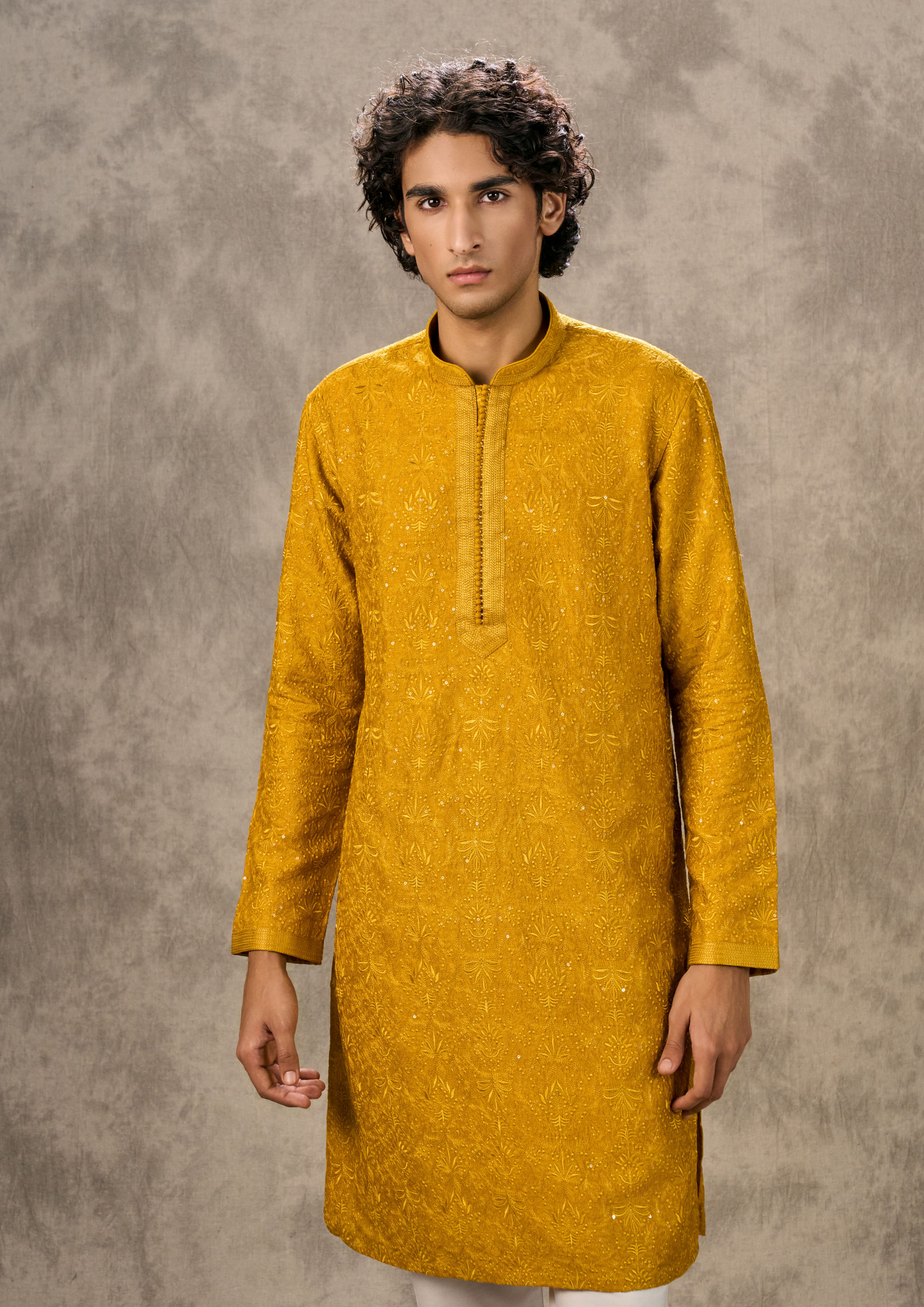 Twamev Men Mustard Resplendence Kurta Pajama